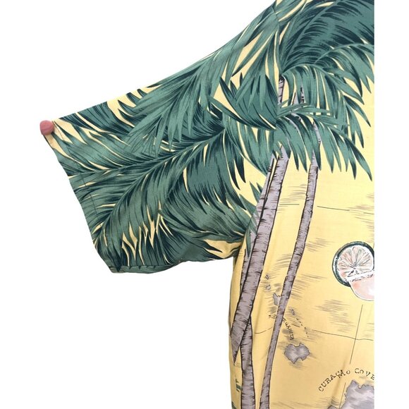 Tori Richard Hawaiian Shirt Mens L Yellow Palm Print Viscose Cocktail Aloha Dsgn - Picture 3 of 8